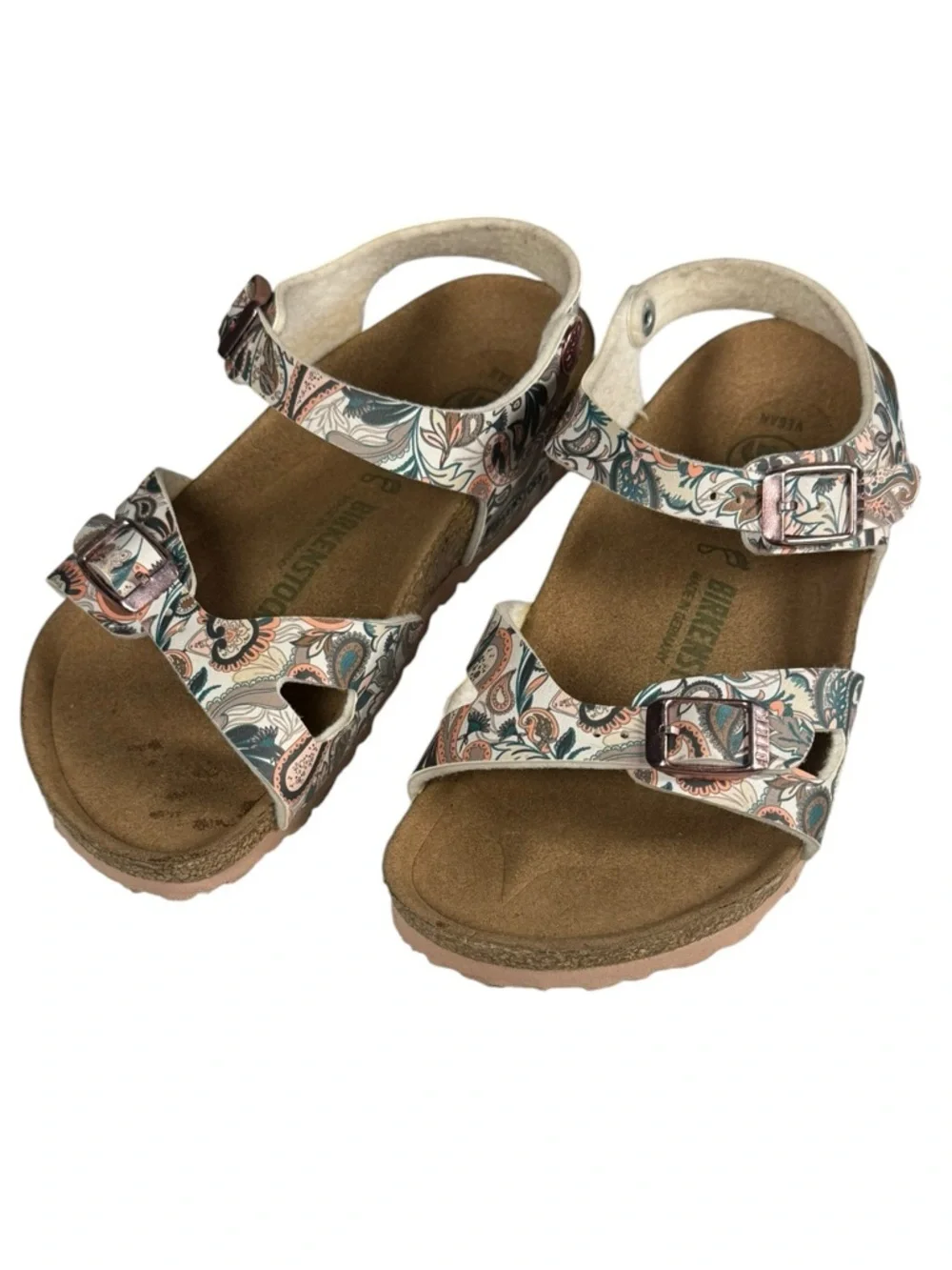 Birkenstock Kids Burk’s-Flor Paisley Light Rose Vegan Two Buckle  30 US 12-12.5
